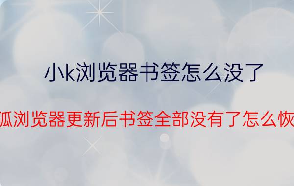 小k浏览器书签怎么没了 火狐浏览器更新后书签全部没有了怎么恢复？